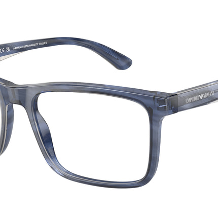 Emporio Armani EA3227 Pillow Eyeglasses  6054-Shiny Blue/Top Smoke 54-145-17 - Color Map Blue