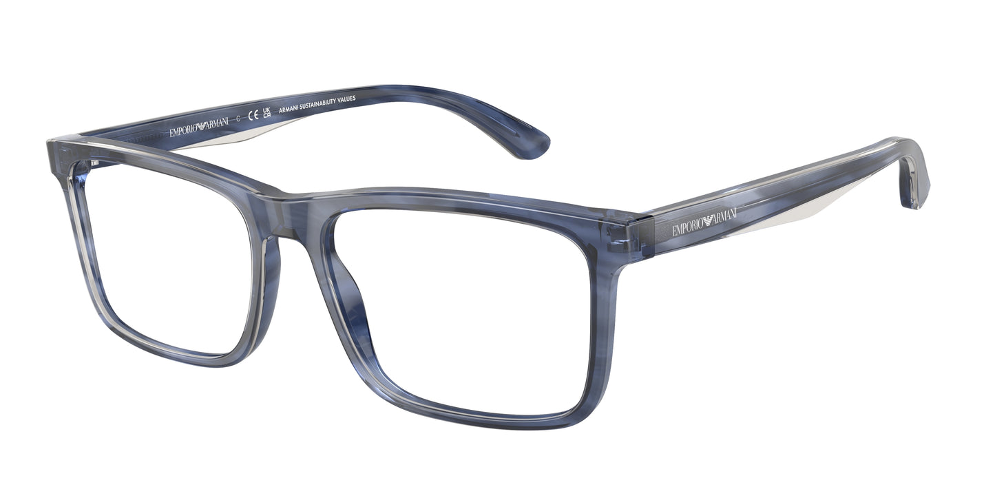 Emporio Armani EA3227 Pillow Eyeglasses  6054-Shiny Blue/Top Smoke 54-145-17 - Color Map Blue
