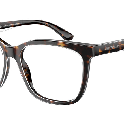 Emporio Armani EA3228 Pillow Eyeglasses  6052-Shiny Havana/Top Crystal 53-140-16 - Color Map Tortoise