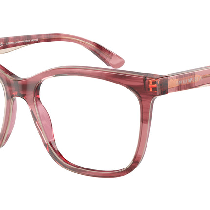 Emporio Armani EA3228 Pillow Eyeglasses  6057-Shiny Bordeaux/Top Light Brown 53-140-16 - Color Map Red