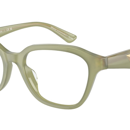 Emporio Armani EA3235U Irregular Eyeglasses  6116-Shiny Opaline Green 53-140-18 - Color Map Green