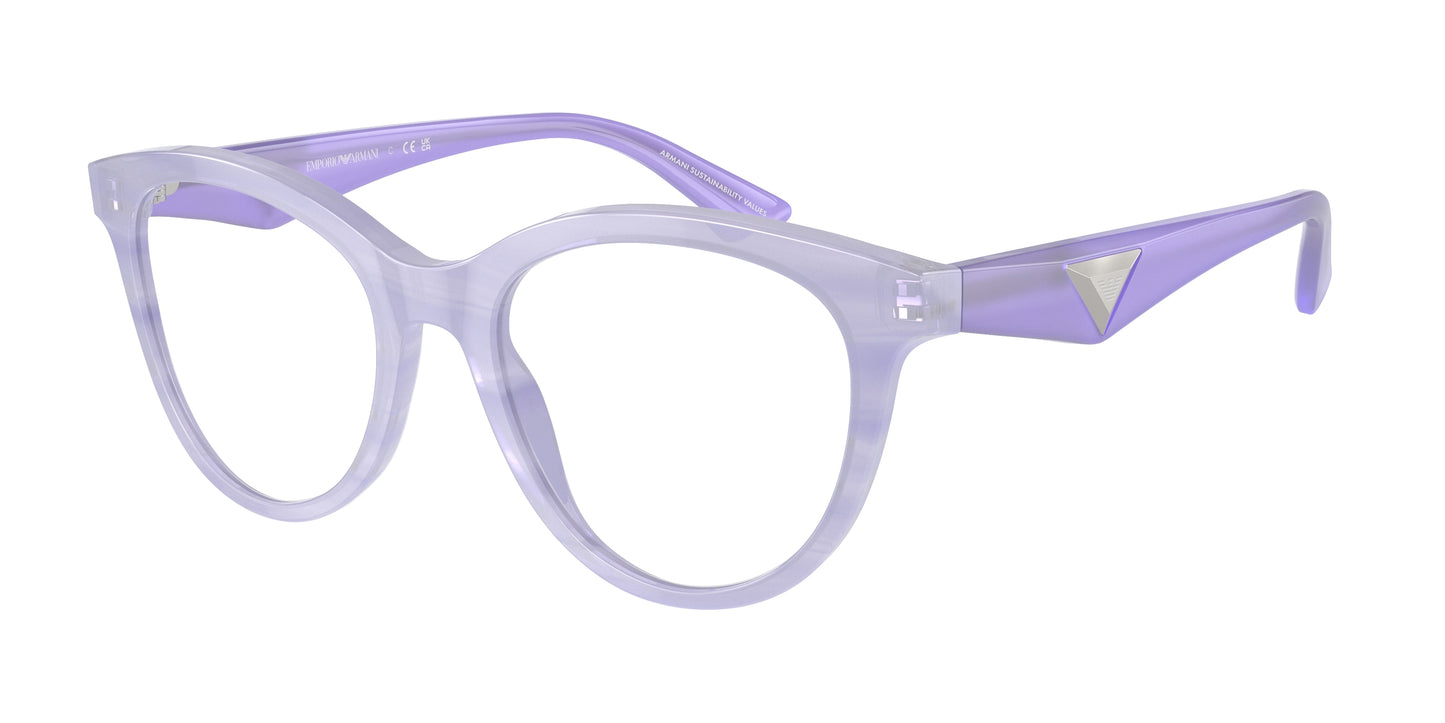 Emporio Armani EA3236 Cat Eye Eyeglasses  6113-Shiny Striped Lilac 50-140-19 - Color Map Violet