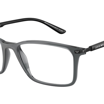 Emporio Armani EA3237F Rectangle Eyeglasses  6106-Shiny Transparent Black 56-145-18 - Color Map Grey