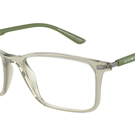 Emporio Armani EA3237F Rectangle Eyeglasses  6107-Shiny Transparent Green 56-145-18 - Color Map Green