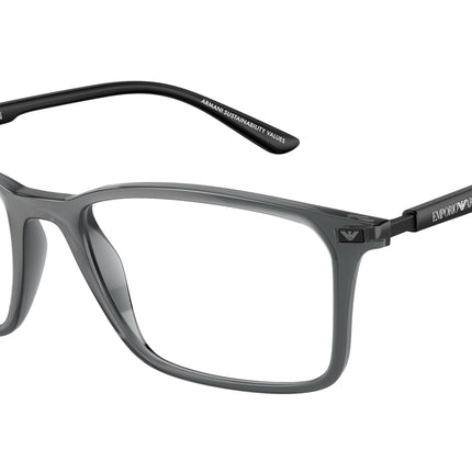 Emporio Armani EA3237 Rectangle Eyeglasses  6106-Shiny Transparent Black 55-145-18 - Color Map Grey