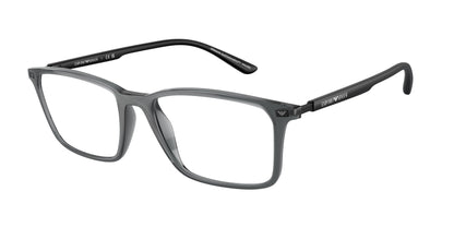 Emporio Armani EA3237 Rectangle Eyeglasses  6106-Shiny Transparent Black 55-145-18 - Color Map Grey