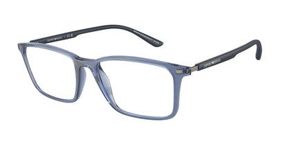 Emporio Armani EA3237 Rectangle Eyeglasses  6108-Shiny Transparent Blue 55-145-18 - Color Map Blue