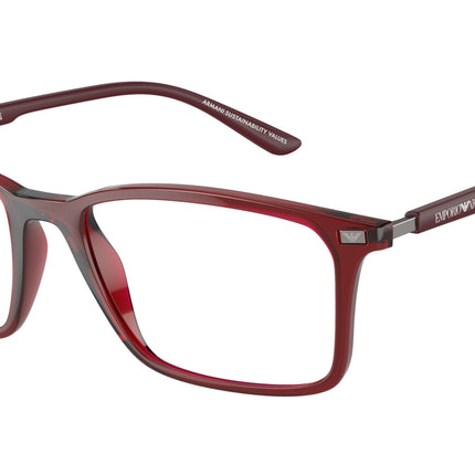 Emporio Armani EA3237 Rectangle Eyeglasses  6109-Shiny Transparent Bordeaux 55-145-18 - Color Map Red
