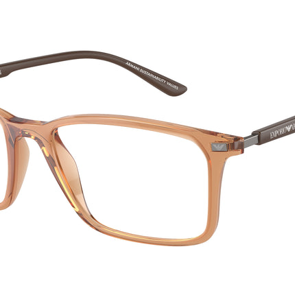 Emporio Armani EA3237 Rectangle Eyeglasses  6110-Shiny Transparent Brown 53-145-18 - Color Map Brown