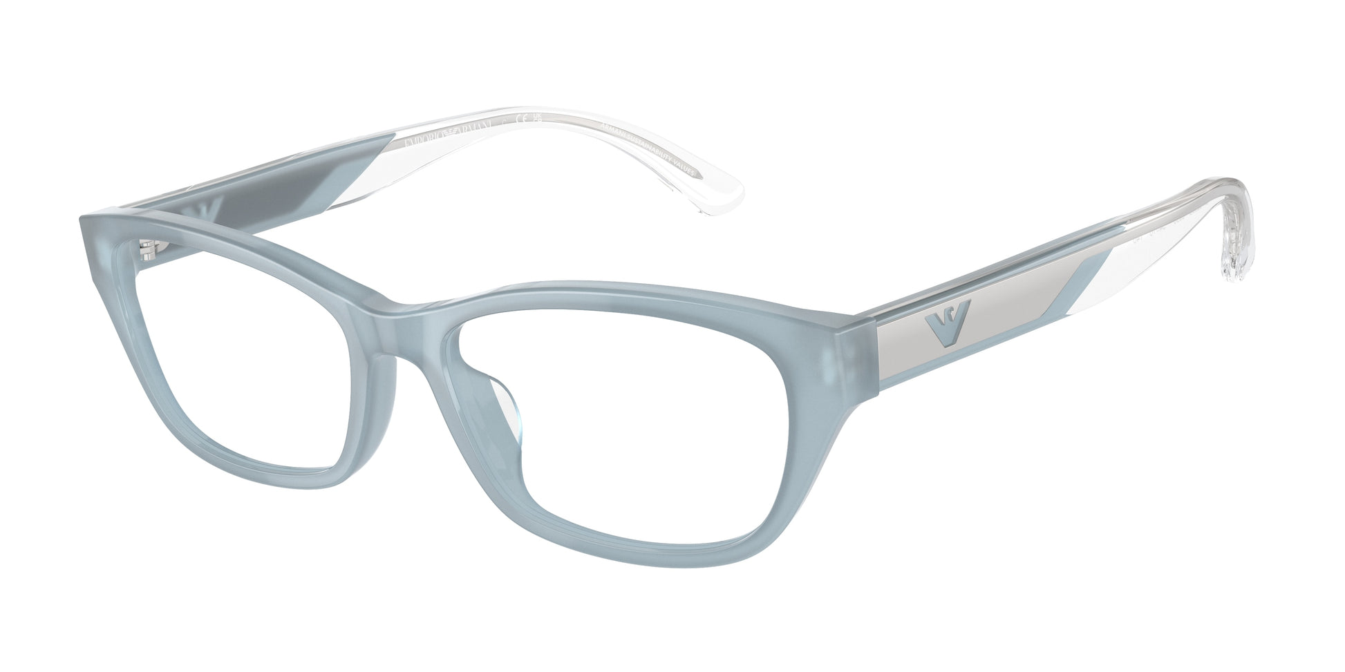 Emporio Armani EA3238U Cat Eye Eyeglasses  6096-Shiny Opaline Azure 54-140-16 - Color Map Blue