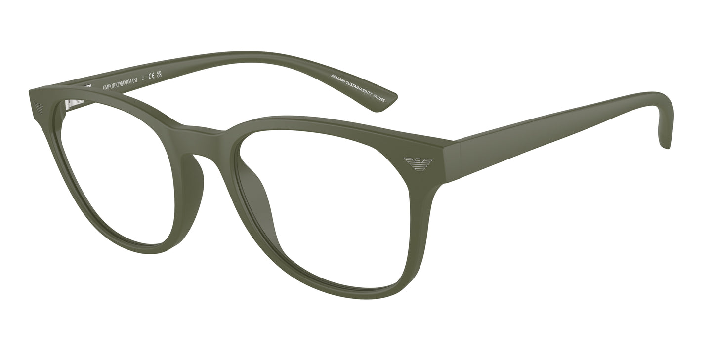 Emporio Armani EA3240U Phantos Eyeglasses  6099-Matte Green 50-145-20 - Color Map Green
