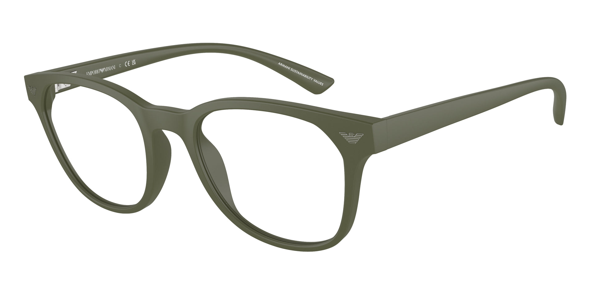 Emporio Armani EA3240U Phantos Eyeglasses  6099-Matte Green 50-145-20 - Color Map Green