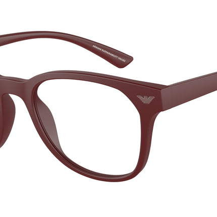 Emporio Armani EA3240U Phantos Eyeglasses  6101-Matte Bordeaux 52-145-20 - Color Map Red