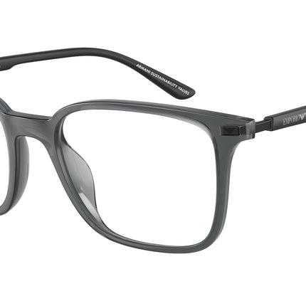Emporio Armani EA3242U Square Eyeglasses  6106-Shiny Transparent Black 54-145-19 - Color Map Grey