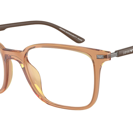 Emporio Armani EA3242U Square Eyeglasses  6110-Shiny Transparent Brown 54-145-19 - Color Map Brown