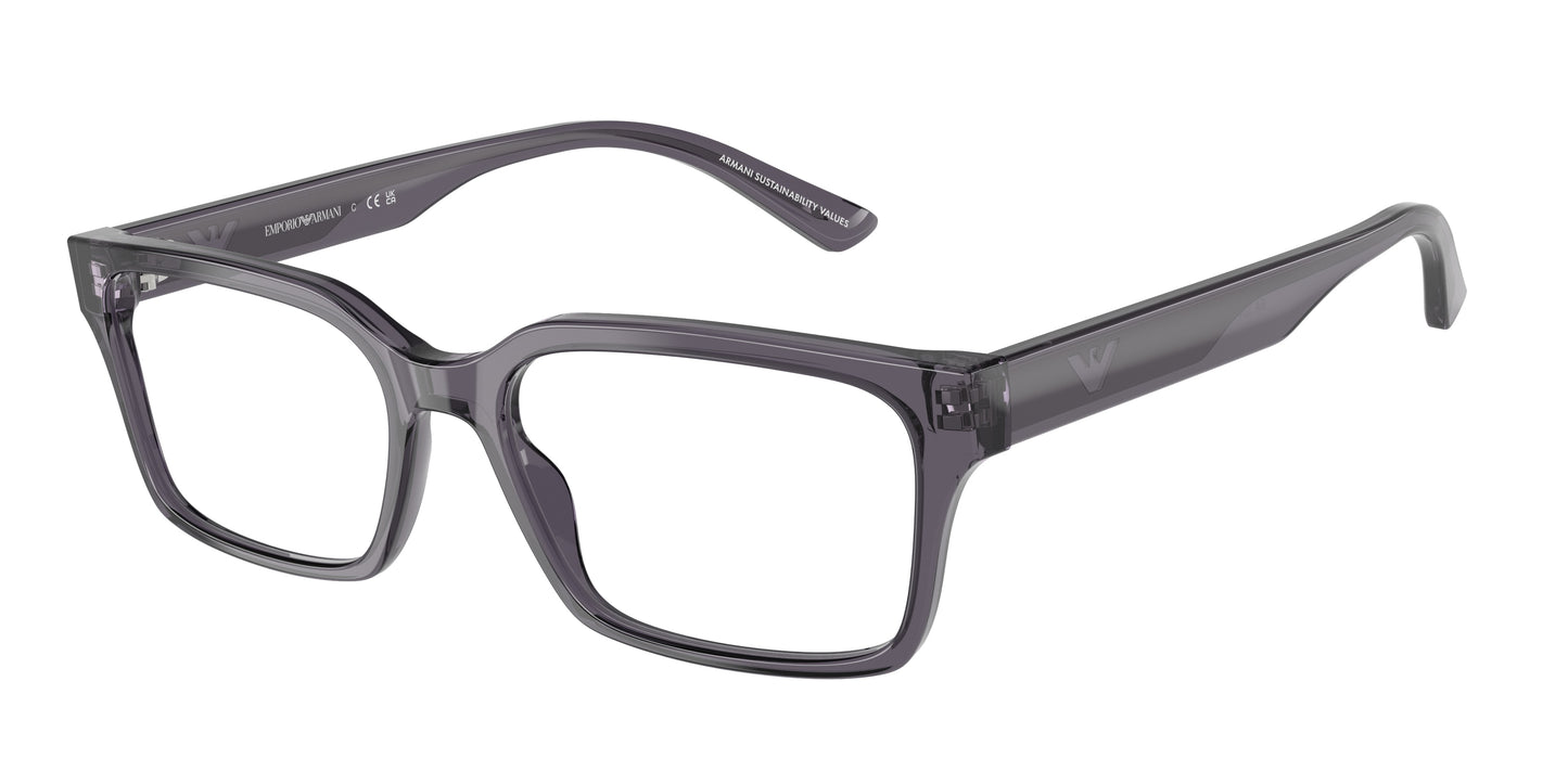 Emporio Armani EA3244F Rectangle Eyeglasses  6106-Transparent Dark Grey 55-145-17 - Color Map Grey