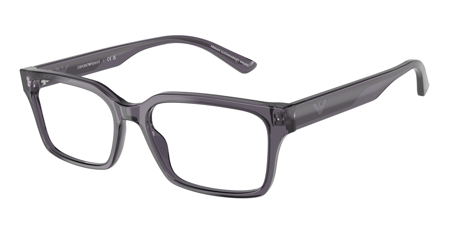 Emporio Armani EA3244F Rectangle Eyeglasses  6106-Transparent Dark Grey 55-145-17 - Color Map Grey