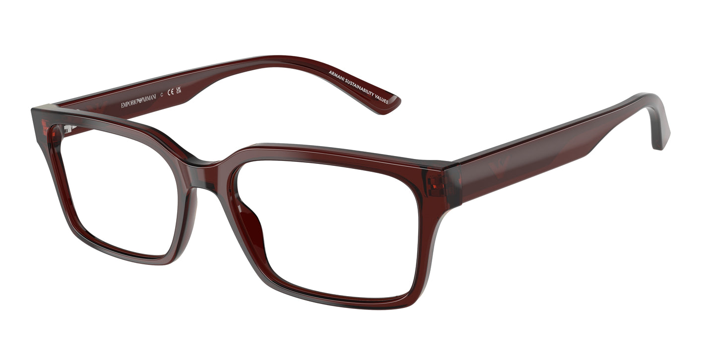 Emporio Armani EA3244F Rectangle Eyeglasses  6174-Transparent Brown 55-145-17 - Color Map Brown