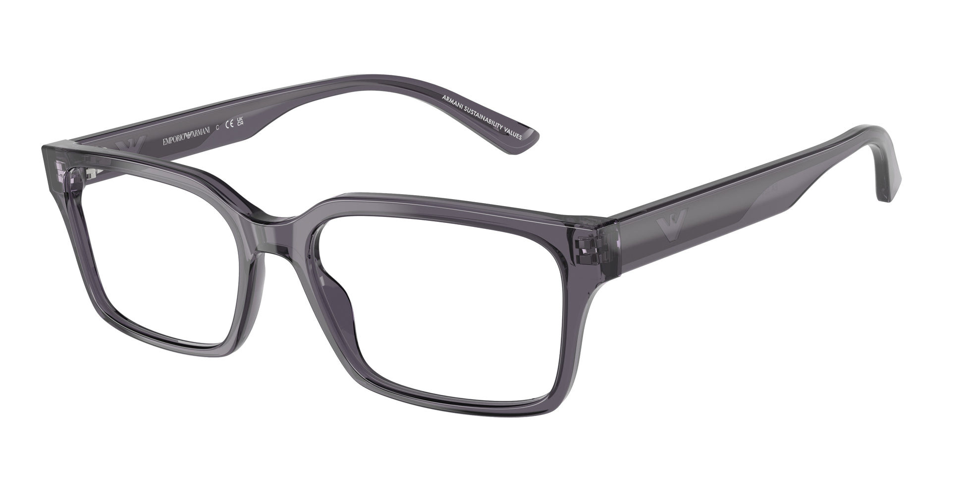 Emporio Armani EA3244 Rectangle Eyeglasses  6106-Transparent Dark Grey 55-145-17 - Color Map Grey