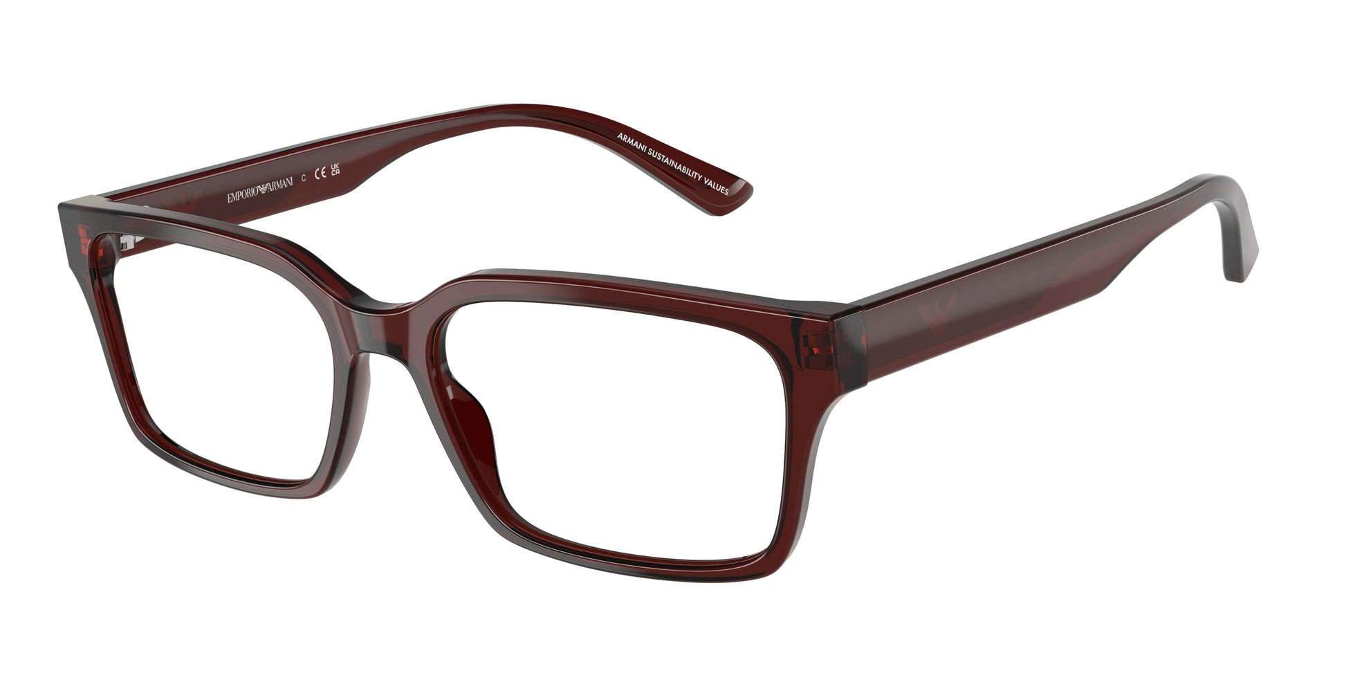 Emporio Armani EA3244 Rectangle Eyeglasses  6174-Transparent Brown 55-145-17 - Color Map Brown