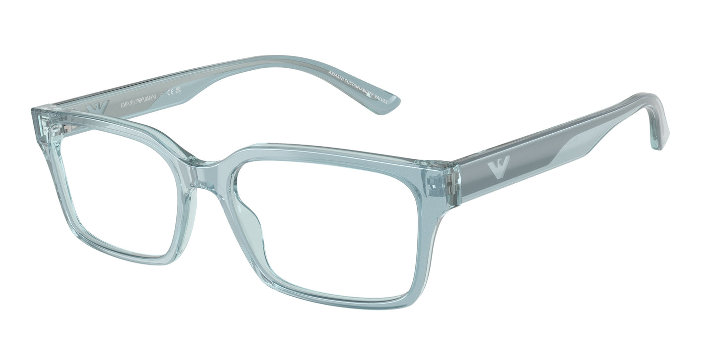 Emporio Armani EA3244 Rectangle Eyeglasses  6178-Iridescent Light Blue 53-145-17 - Color Map Blue