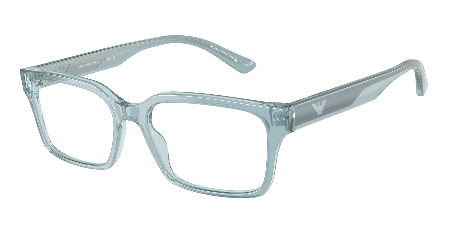 Emporio Armani EA3244 Rectangle Eyeglasses  6178-Iridescent Light Blue 53-145-17 - Color Map Blue