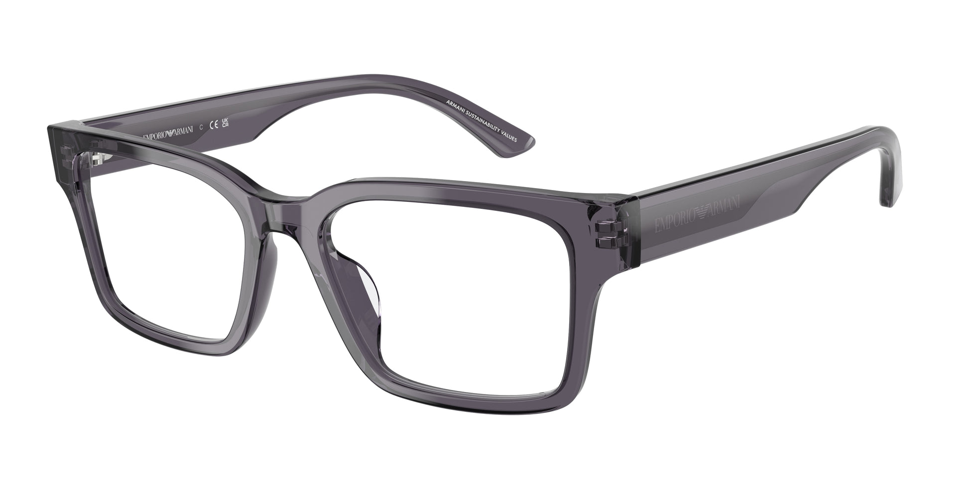 Emporio Armani EA3245U Rectangle Eyeglasses  6106-Transparent Grey 54-140-18 - Color Map Grey