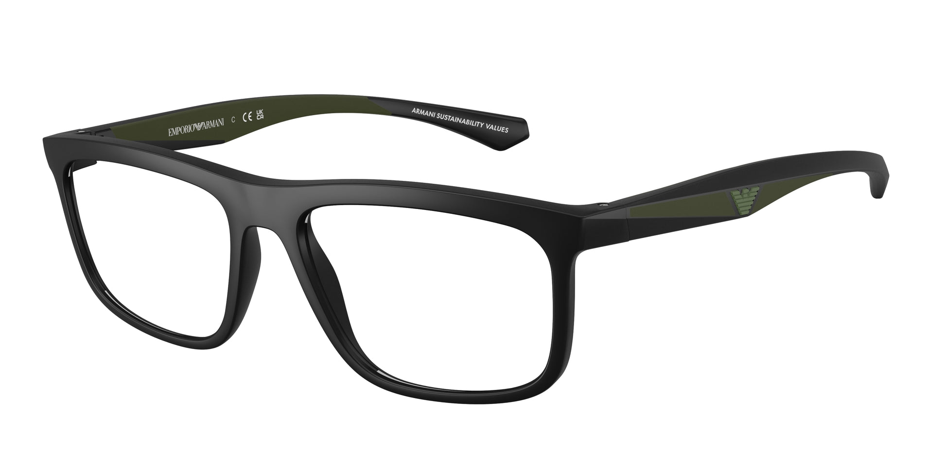 Emporio Armani EA3246 Square Eyeglasses  5001-Matte Black 55-145-17 - Color Map Black