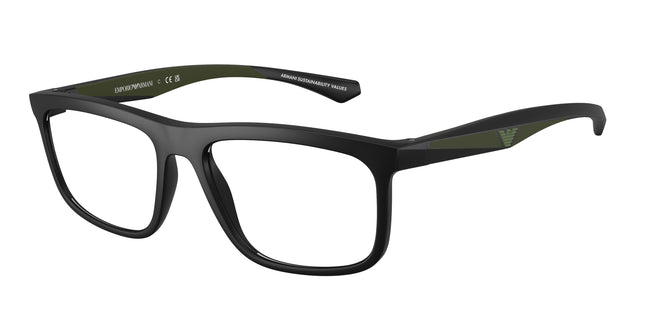 Emporio Armani EA3246 Square Eyeglasses  5001-Matte Black 55-145-17 - Color Map Black