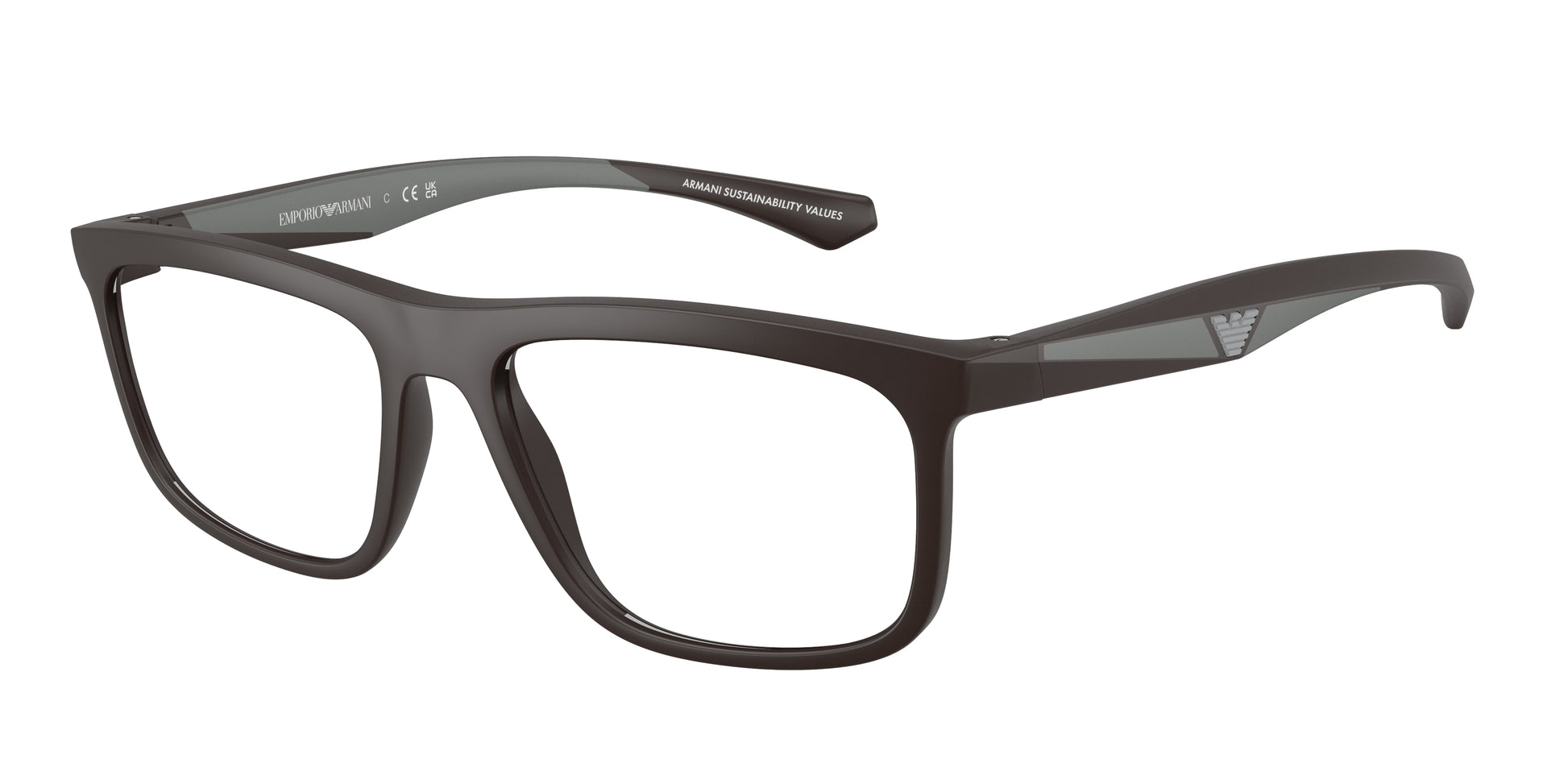 Emporio Armani EA3246 Square Eyeglasses  6186-Matte Brown 55-145-17 - Color Map Brown