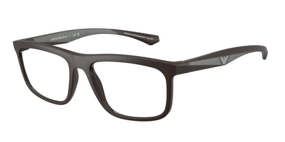 Emporio Armani EA3246 Square Eyeglasses  6186-Matte Brown 55-145-17 - Color Map Brown