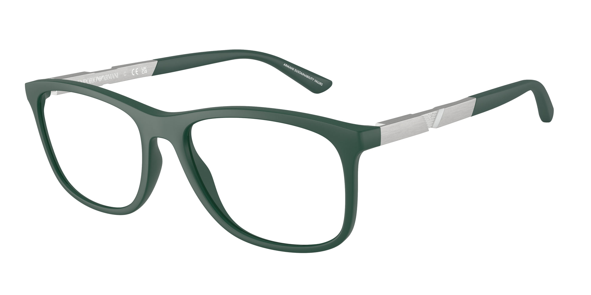 Emporio Armani EA3247 Pillow Eyeglasses  6190-Matte Dark Green 55-145-17 - Color Map Green