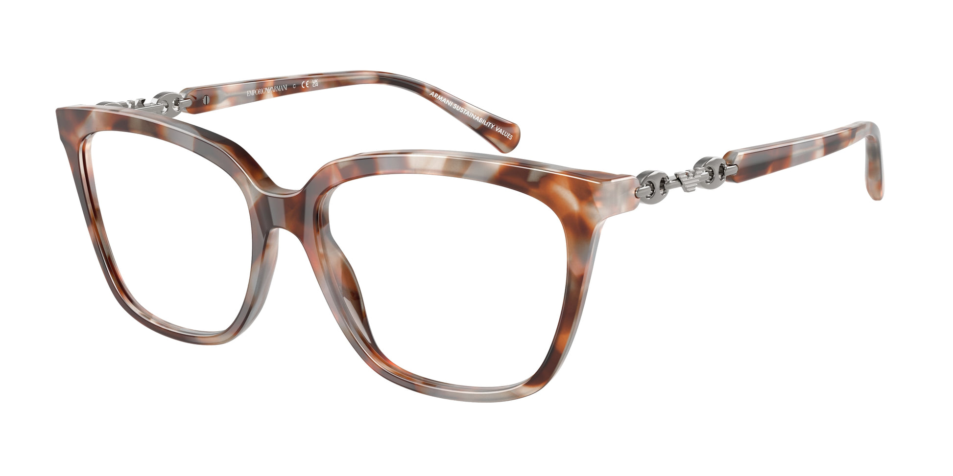 Emporio Armani EA3248 Cat Eye Eyeglasses  6195-Shiny Havana Grey 55-140-16 - Color Map Tortoise
