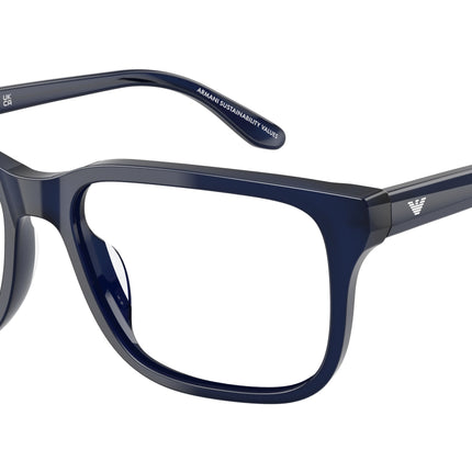 Emporio Armani EA3250U Rectangle Eyeglasses  6201-Shiny Opalescent Blue 54-145-17 - Color Map Blue