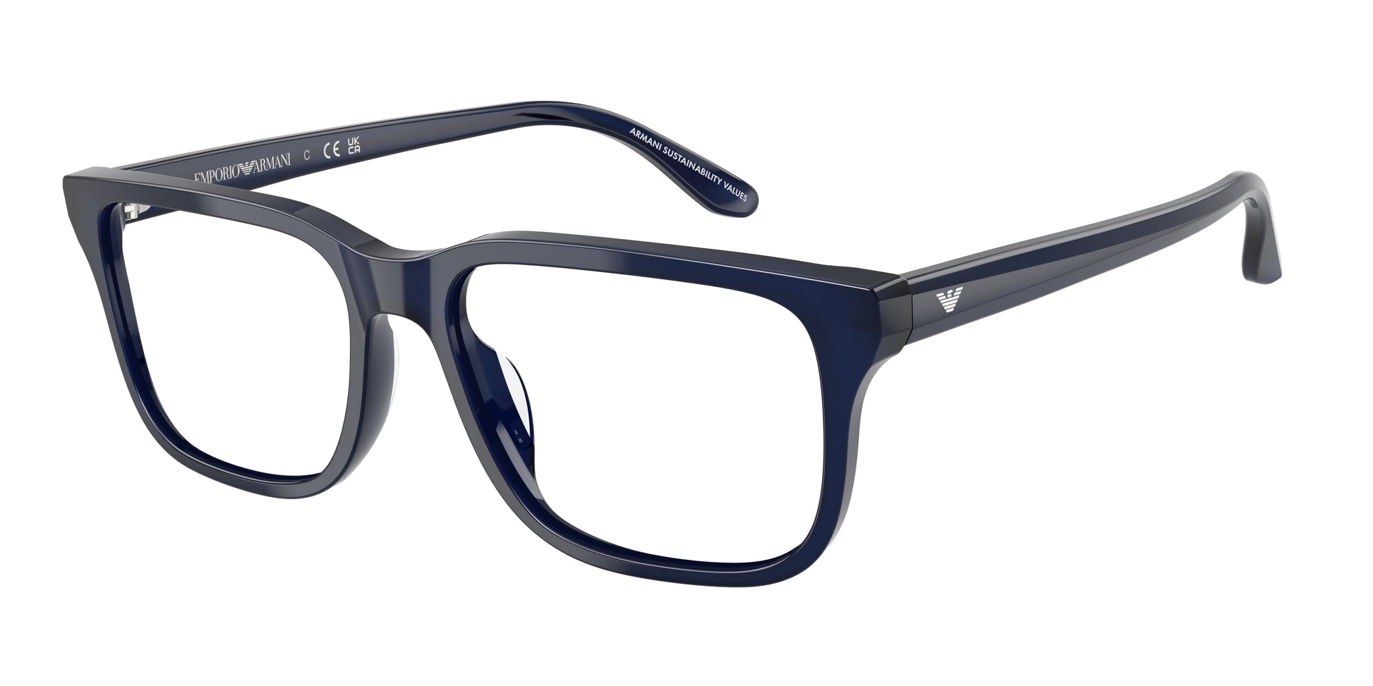 Emporio Armani EA3250U Rectangle Eyeglasses  6201-Shiny Opalescent Blue 54-145-17 - Color Map Blue