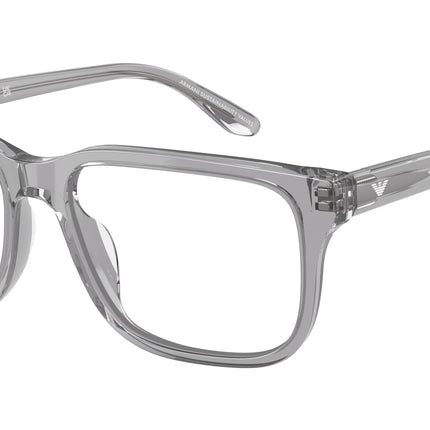 Emporio Armani EA3250U Rectangle Eyeglasses  6202-Shiny Transparent Grey 56-145-17 - Color Map Grey