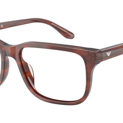 Emporio Armani EA3250U Rectangle Eyeglasses  6203-Shiny Havana Brown 56-145-17 - Color Map Brown