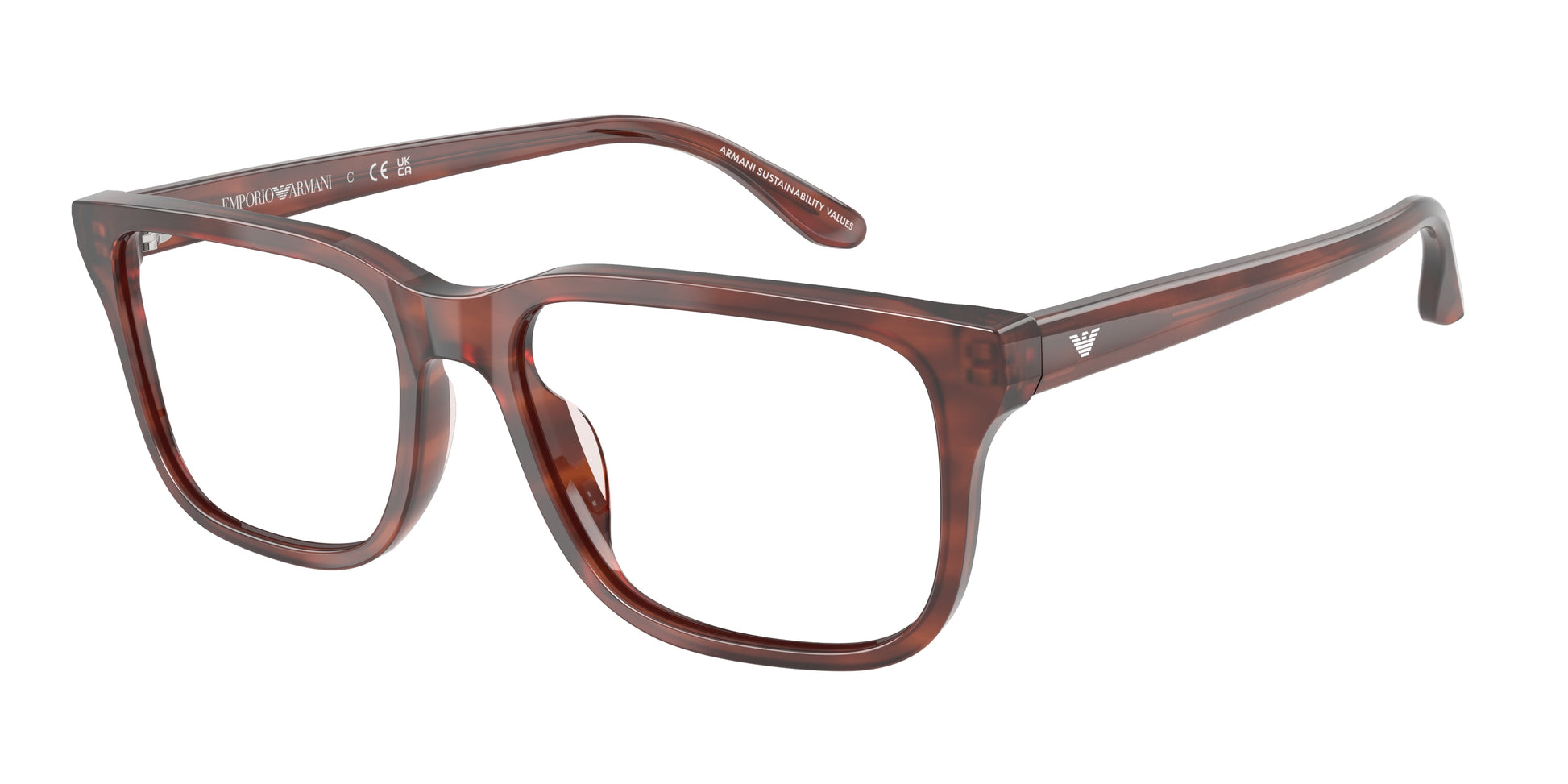 Emporio Armani EA3250U Rectangle Eyeglasses  6203-Shiny Havana Brown 56-145-17 - Color Map Brown