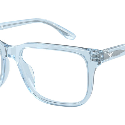 Emporio Armani EA3250U Rectangle Eyeglasses  6204-Shiny Transparent Light Blue 54-145-17 - Color Map Blue