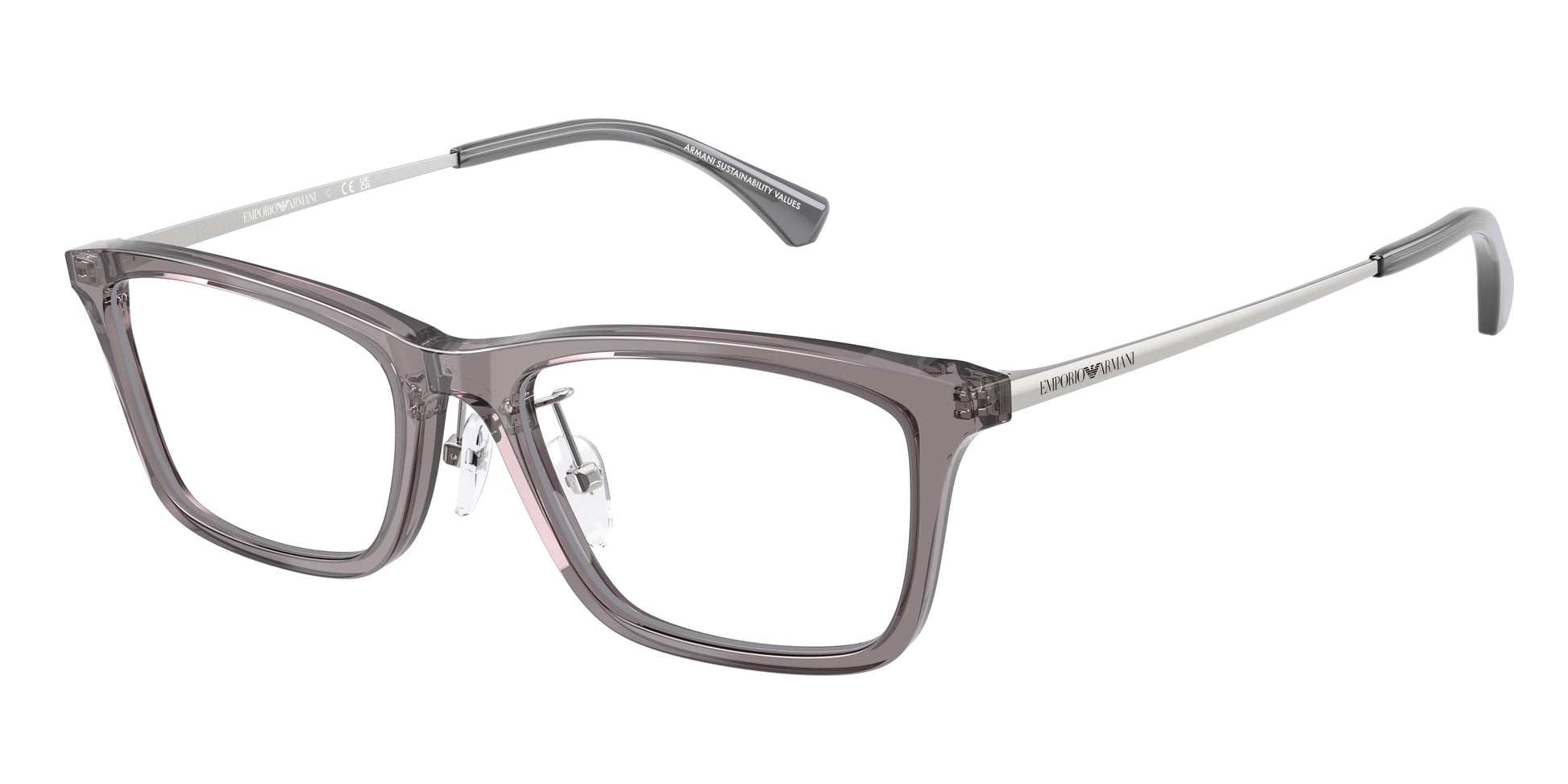 Emporio Armani EA3252D Rectangle Eyeglasses  6206-Transparent Grey 54-145-18 - Color Map Grey