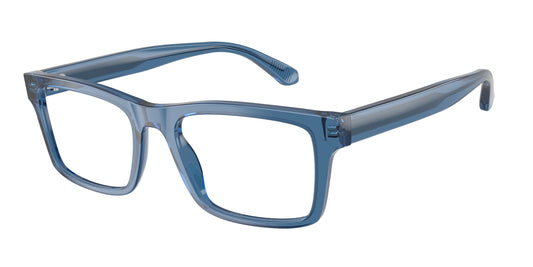 Emporio Armani EA3254F Rectangle Eyeglasses  6247-Shiny Transparent Blue 56-145-19 - Color Map Blue