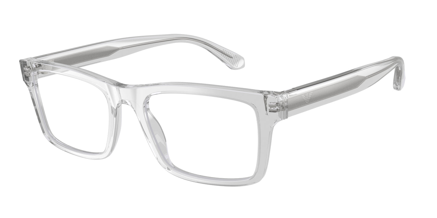 Emporio Armani EA3254F Rectangle Eyeglasses  6250-Shiny Transparent Crystal 56-145-19 - Color Map Transparent