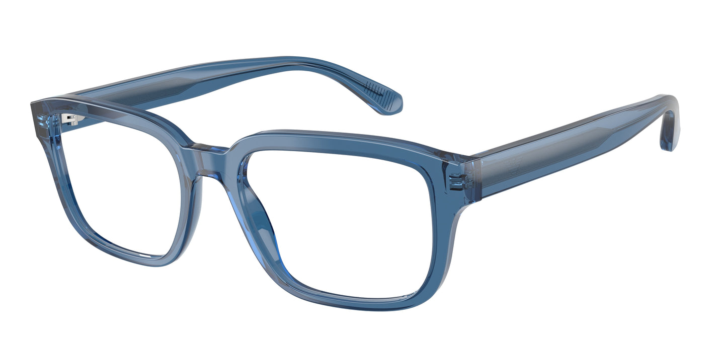 Emporio Armani EA3255F Pillow Eyeglasses  6247-Shiny Transparent Blue 55-145-19 - Color Map Blue