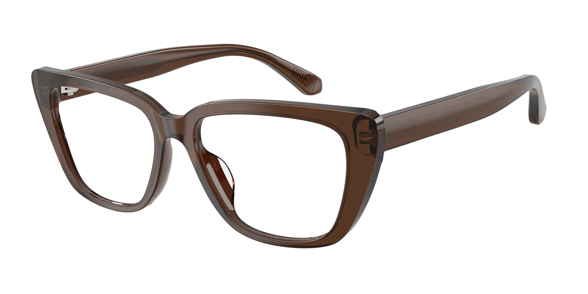 Emporio Armani EA3256U Cat Eye Eyeglasses  6251-Shiny Transparent Brown 54-140-16 - Color Map Brown
