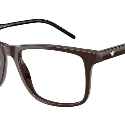 Emporio Armani EA3257 Square Eyeglasses  6255-Shiny Brown 55-145-17 - Color Map Brown