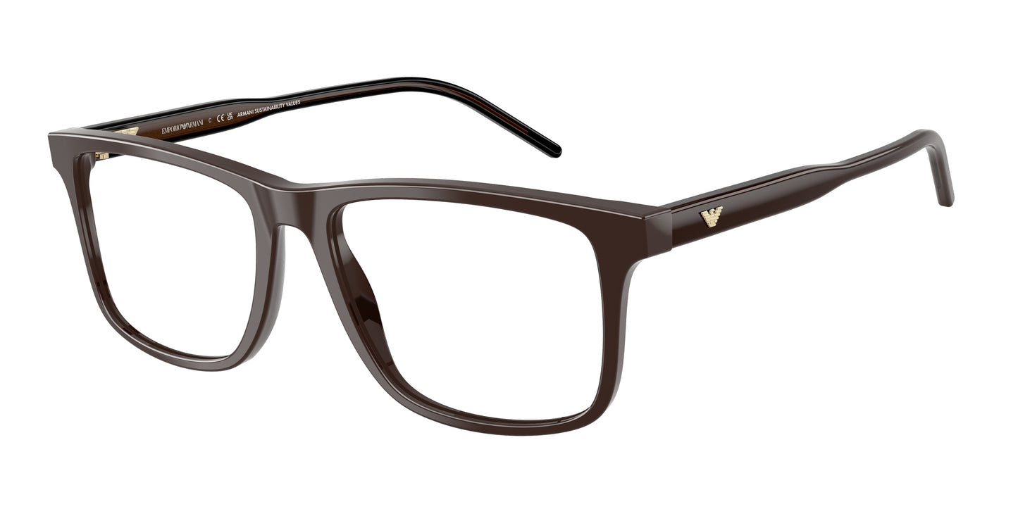 Emporio Armani EA3257 Square Eyeglasses  6255-Shiny Brown 55-145-17 - Color Map Brown