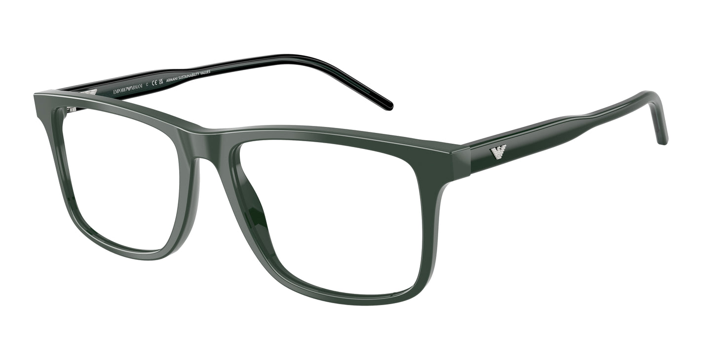 Emporio Armani EA3257 Square Eyeglasses  6257-Shiny Green 55-145-17 - Color Map Green