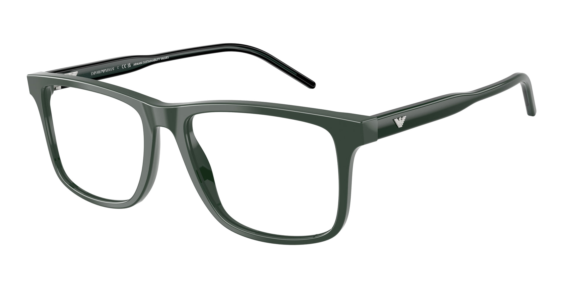 Emporio Armani EA3257 Square Eyeglasses  6257-Shiny Green 55-145-17 - Color Map Green