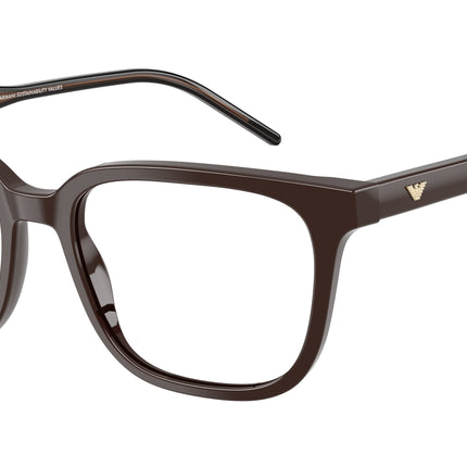Emporio Armani EA3258 Square Eyeglasses  6255-Shiny Brown 54-145-18 - Color Map Brown