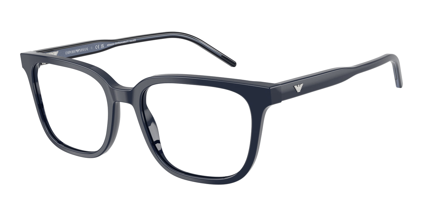 Emporio Armani EA3258 Square Eyeglasses  6256-Shiny Blue 54-145-18 - Color Map Blue